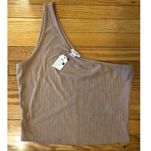 Garage one shoulder crop top